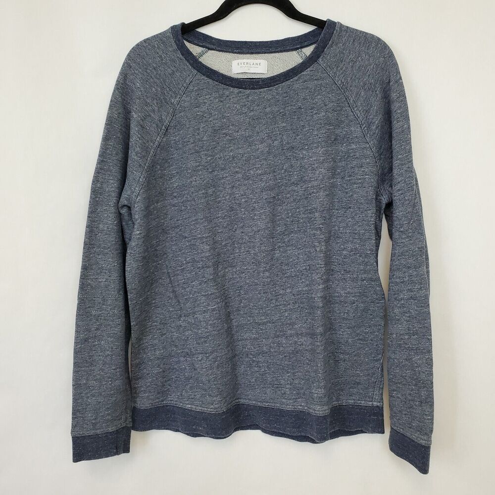 Everlane Sweatshirt Womens Medium The Crew‎ Heathered Blue Long Sleeve Oversized